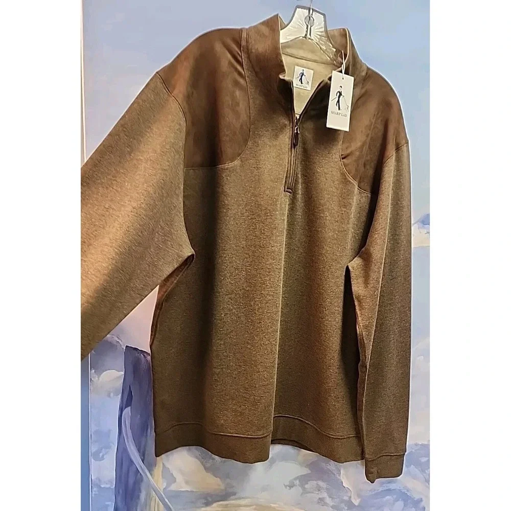 Sharp Lad XXL NWT Quarter-zip Pullover In Mocha $165